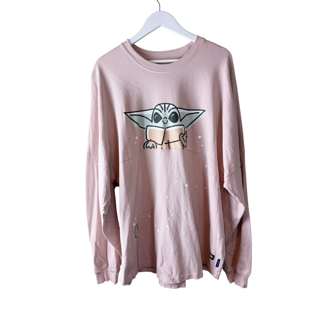 Star Wars Grogu Spirit Jersey Pink Baby Yoda Puffy Print Long Sleeve XXL